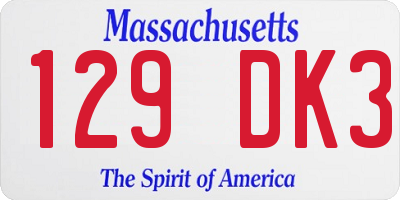 MA license plate 129DK3