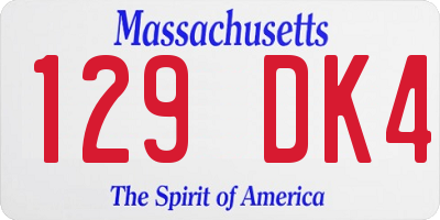 MA license plate 129DK4