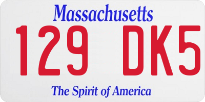 MA license plate 129DK5