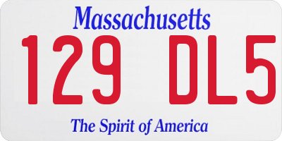 MA license plate 129DL5