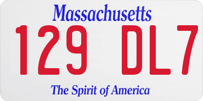 MA license plate 129DL7