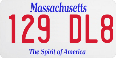MA license plate 129DL8