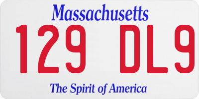 MA license plate 129DL9
