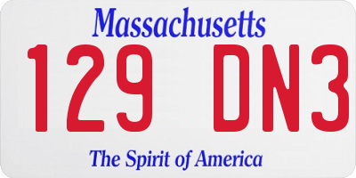 MA license plate 129DN3