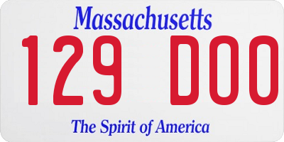 MA license plate 129DO0