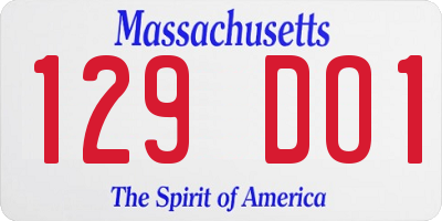 MA license plate 129DO1