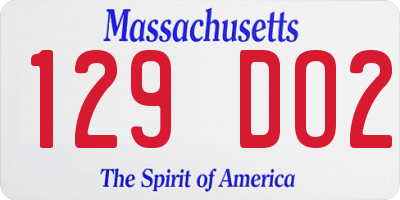 MA license plate 129DO2