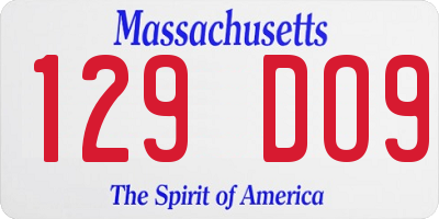 MA license plate 129DO9