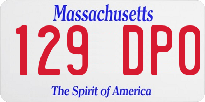 MA license plate 129DP0