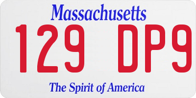 MA license plate 129DP9