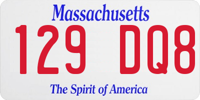 MA license plate 129DQ8