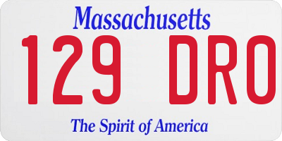 MA license plate 129DR0