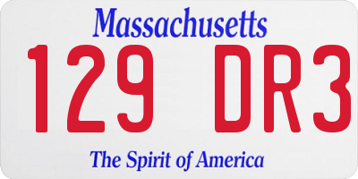 MA license plate 129DR3