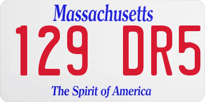 MA license plate 129DR5