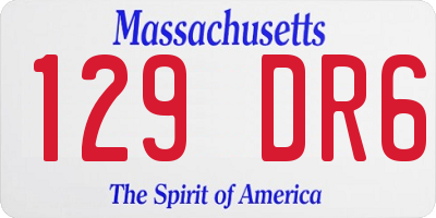 MA license plate 129DR6