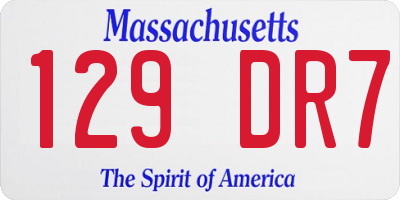 MA license plate 129DR7