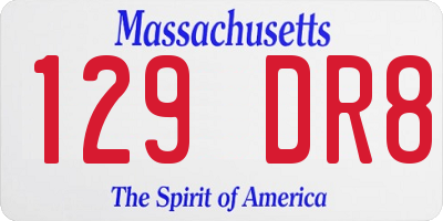 MA license plate 129DR8