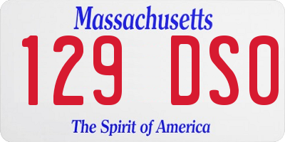MA license plate 129DS0