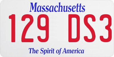 MA license plate 129DS3