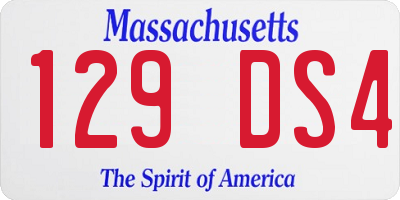 MA license plate 129DS4