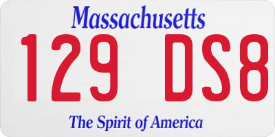 MA license plate 129DS8