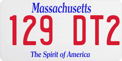 MA license plate 129DT2