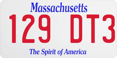 MA license plate 129DT3