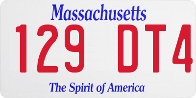 MA license plate 129DT4