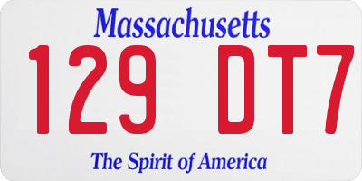 MA license plate 129DT7