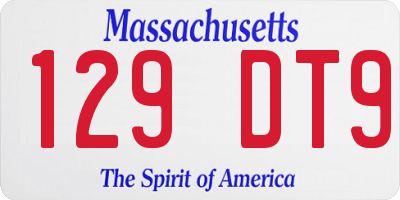 MA license plate 129DT9