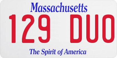 MA license plate 129DU0