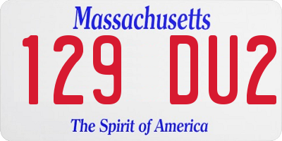 MA license plate 129DU2