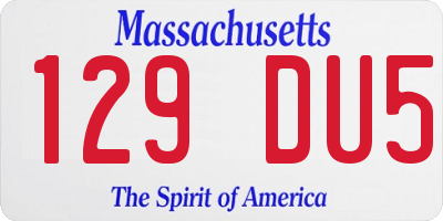 MA license plate 129DU5