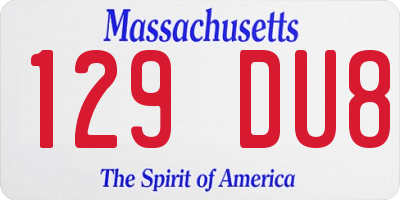 MA license plate 129DU8