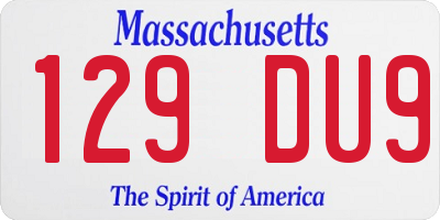 MA license plate 129DU9