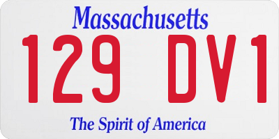 MA license plate 129DV1