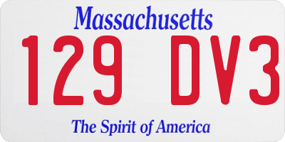 MA license plate 129DV3