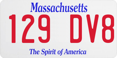 MA license plate 129DV8