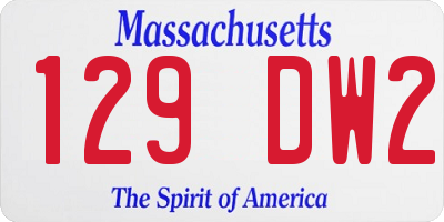 MA license plate 129DW2