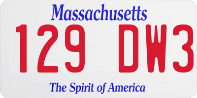MA license plate 129DW3