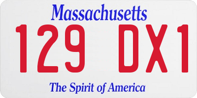 MA license plate 129DX1