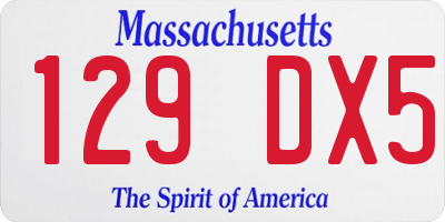 MA license plate 129DX5