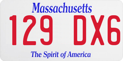 MA license plate 129DX6