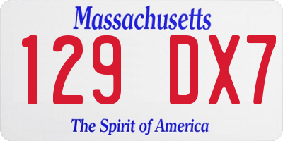 MA license plate 129DX7