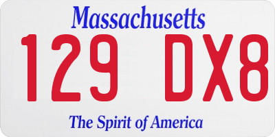 MA license plate 129DX8