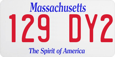 MA license plate 129DY2