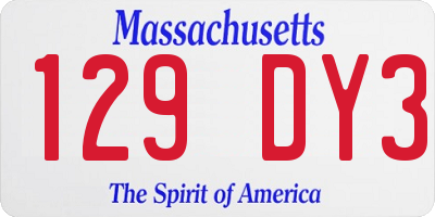 MA license plate 129DY3