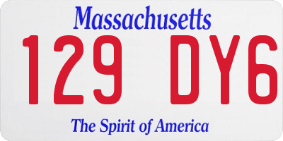 MA license plate 129DY6