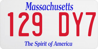 MA license plate 129DY7