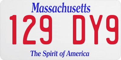 MA license plate 129DY9